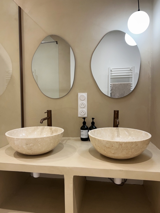 double vasque en béton ciré